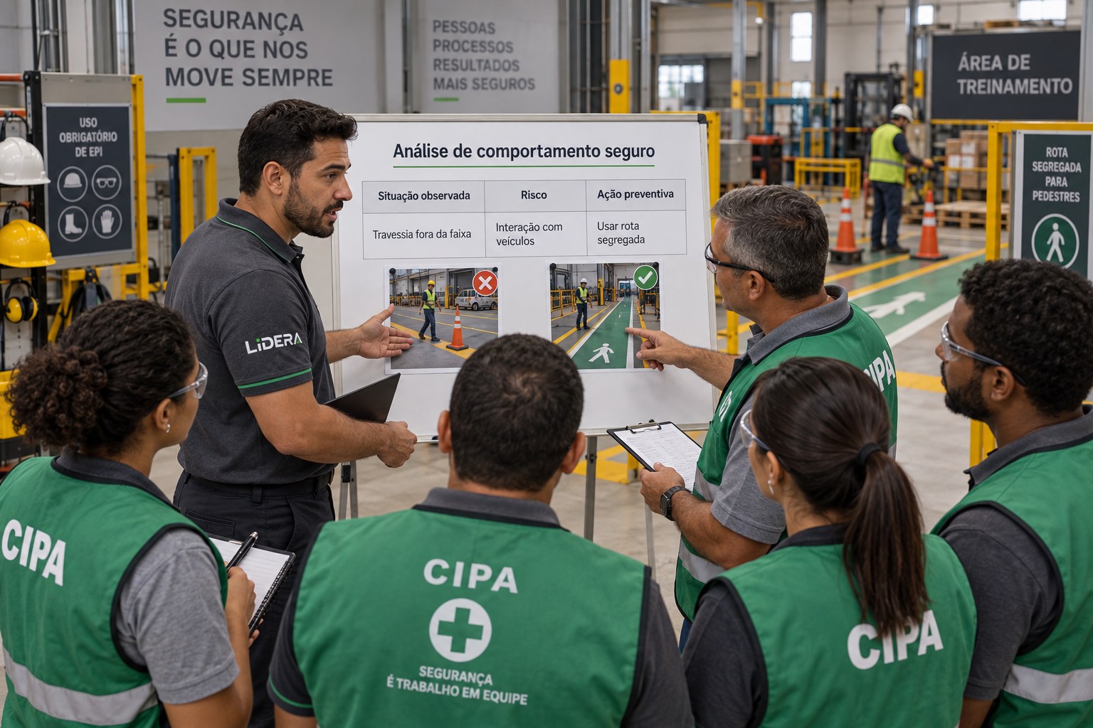 Consultor LIDERA conduz análise de comportamento seguro com equipe da CIPA.